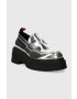 Tommy Jeans mocasini TJW CHUNKY LOAFER METALLIC femei culoarea argintiu cu platforma EN0EN02321 - Pled.ro