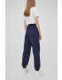 Tommy Jeans pantaloni femei culoarea albastru marin neted - Pled.ro