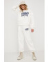 Tommy Jeans Pantaloni femei culoarea alb cu imprimeu - Pled.ro