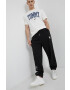 Tommy Jeans pantaloni femei culoarea albastru marin cu imprimeu - Pled.ro