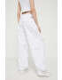 Tommy Jeans pantaloni femei culoarea alb lat medium waist - Pled.ro