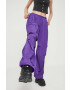 Tommy Jeans pantaloni femei culoarea violet lat medium waist - Pled.ro