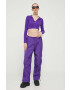 Tommy Jeans pantaloni femei culoarea violet lat medium waist - Pled.ro