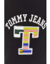 Tommy Jeans pantaloni de trening din bumbac culoarea negru cu imprimeu - Pled.ro