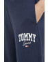 Tommy Jeans pantaloni de trening din bumbac culoarea albastru marin cu imprimeu - Pled.ro