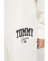 Tommy Jeans pantaloni de trening din bumbac culoarea bej cu imprimeu - Pled.ro