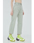 Tommy Jeans pantaloni din amestec de in Betsy femei culoarea verde lat high waist - Pled.ro