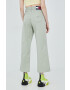 Tommy Jeans pantaloni din amestec de in Betsy femei culoarea verde lat high waist - Pled.ro