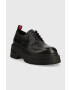 Tommy Jeans pantofi de piele TJW AVA LACE UP femei culoarea negru cu platforma EN0EN02219 - Pled.ro