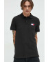 Tommy Jeans polo de bumbac culoarea negru cu imprimeu - Pled.ro