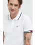 Tommy Jeans polo de bumbac culoarea alb neted - Pled.ro