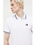 Tommy Jeans polo de bumbac culoarea alb modelator - Pled.ro