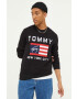 Tommy Jeans pulover de bumbac culoarea negru - Pled.ro