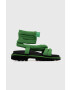 Tommy Jeans sandale CHUNKY SANDAL femei culoarea verde cu platforma EN0EN02073 - Pled.ro