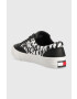 Tommy Jeans sneakers din piele Virgil Leather Logo Print culoarea negru - Pled.ro