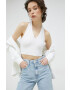 Tommy Jeans top femei culoarea alb - Pled.ro