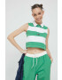 Tommy Jeans top din bumbac culoarea verde - Pled.ro