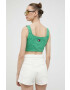 Tommy Jeans top din denim culoarea verde - Pled.ro