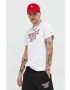 Tommy Jeans tricou din bumbac culoarea alb cu imprimeu - Pled.ro