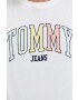 Tommy Jeans tricou din bumbac culoarea alb cu imprimeu - Pled.ro