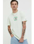 Tommy Jeans tricou din bumbac culoarea verde cu imprimeu - Pled.ro