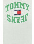 Tommy Jeans tricou din bumbac culoarea verde cu imprimeu - Pled.ro