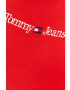 Tommy Jeans tricou din bumbac culoarea turcoaz cu imprimeu - Pled.ro