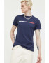 Tommy Jeans tricou din bumbac culoarea albastru marin cu imprimeu - Pled.ro