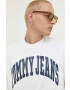 Tommy Jeans tricou din bumbac culoarea bej cu imprimeu - Pled.ro