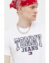 Tommy Jeans tricou din bumbac culoarea alb cu imprimeu - Pled.ro