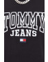 Tommy Jeans tricou din bumbac culoarea negru cu imprimeu - Pled.ro