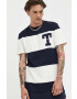 Tommy Jeans tricou din bumbac culoarea albastru marin cu imprimeu - Pled.ro