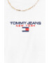 Tommy Jeans tricou din bumbac culoarea alb cu imprimeu - Pled.ro