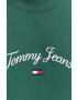 Tommy Jeans tricou din bumbac culoarea verde cu imprimeu - Pled.ro