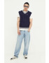 Tommy Jeans vesta din amestec de lana culoarea albastru marin light - Pled.ro