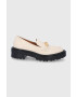 Tory Burch Mocasini de piele femei culoarea crem cu platformă - Pled.ro