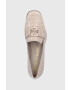 Tory Burch Mocasini de piele femei culoarea bej cu toc plat - Pled.ro