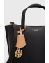 Tory Burch poseta de piele culoarea negru - Pled.ro