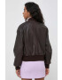 Trussardi geaca bomber de piele femei culoarea maro de tranzitie - Pled.ro