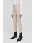 Trussardi pantaloni din in femei culoarea albastru marin fason tigareta high waist - Pled.ro