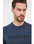 Trussardi tricou din bumbac culoarea albastru marin neted - Pled.ro