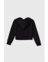 Under Armour bluza copii UA Rival Fleece Crop culoarea negru cu glugă cu imprimeu - Pled.ro