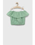 United Colors of Benetton bluza de bumbac pentru copii culoarea verde - Pled.ro