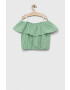 United Colors of Benetton bluza de bumbac pentru copii culoarea verde - Pled.ro