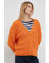 United Colors of Benetton cardigan din amestec de lana femei culoarea portocaliu light - Pled.ro