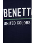 United Colors of Benetton hanorac de bumbac pentru copii culoarea albastru marin cu glugă cu imprimeu - Pled.ro