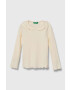 United Colors of Benetton longsleeve copii culoarea bej - Pled.ro