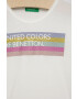 United Colors of Benetton longsleeve din bumbac pentru copii culoarea alb - Pled.ro