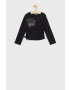 United Colors of Benetton longsleeve din bumbac pentru copii culoarea negru - Pled.ro