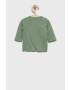 United Colors of Benetton longsleeve din bumbac pentru copii culoarea verde neted - Pled.ro